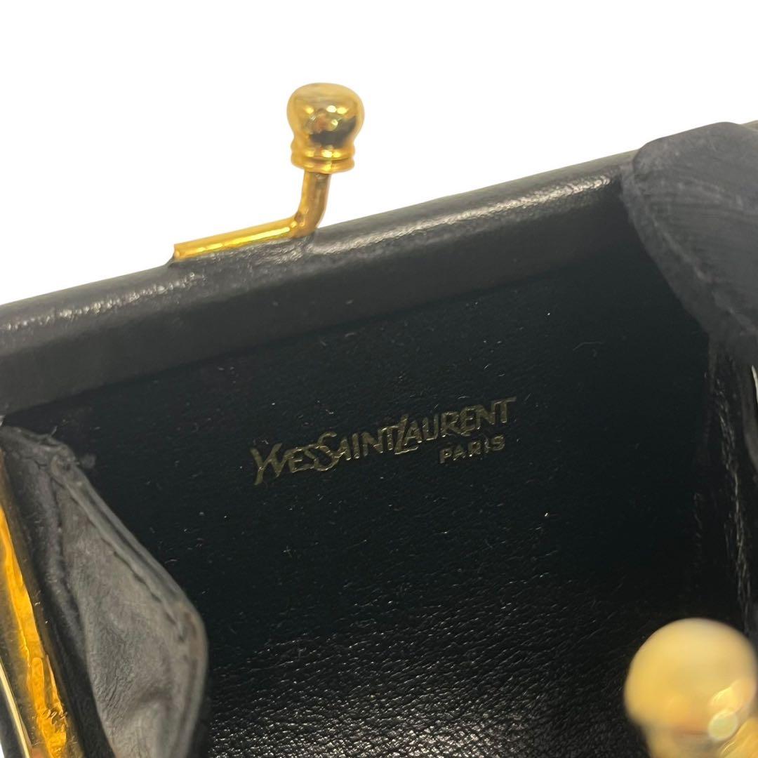 希少✨サンローラン ケース がま口 ヴィンテージ YSL ロゴ ブラック