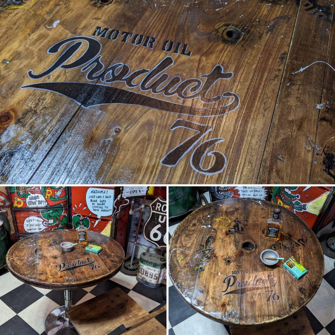 【関西送料込み変更済】インダストリアルインテリア ガレージテーブル 回転テーブル