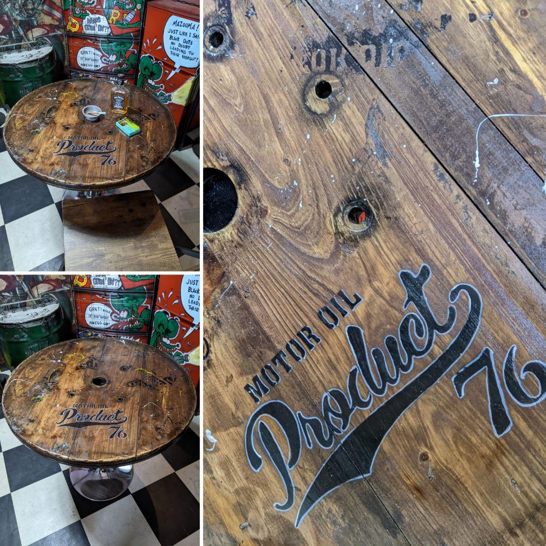 【関西送料込み変更済】インダストリアルインテリア ガレージテーブル 回転テーブル