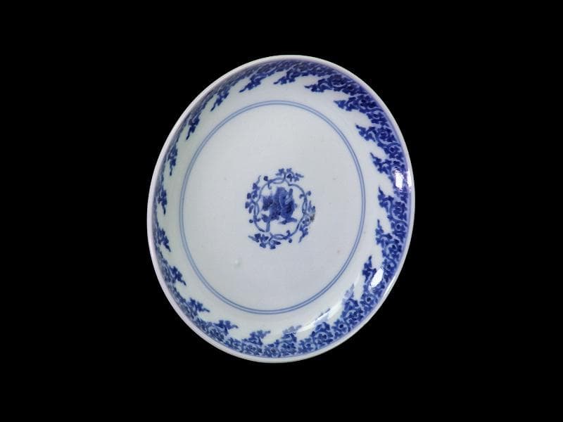 古伊万里　型紙摺　獅子唐草の図　６寸半皿　元禄期　A302AS-DBw