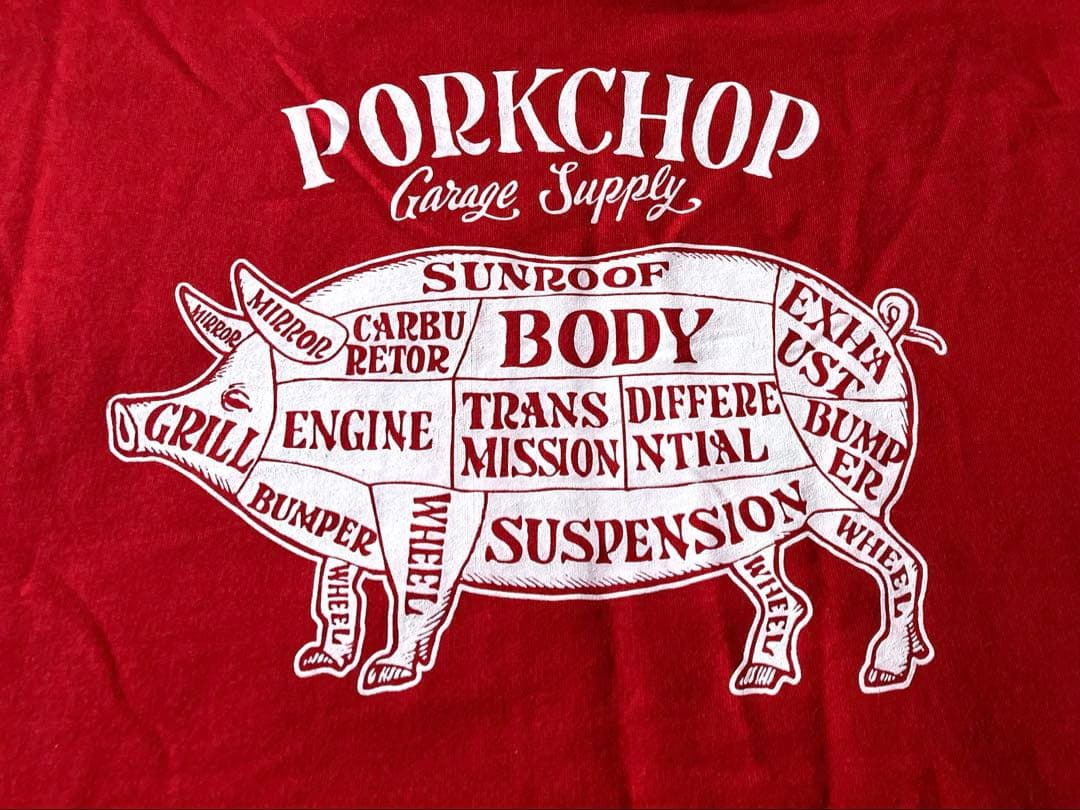 美品☆ PORKCHOP ポークチョップ パーカー フーディ L 赤 キムタク