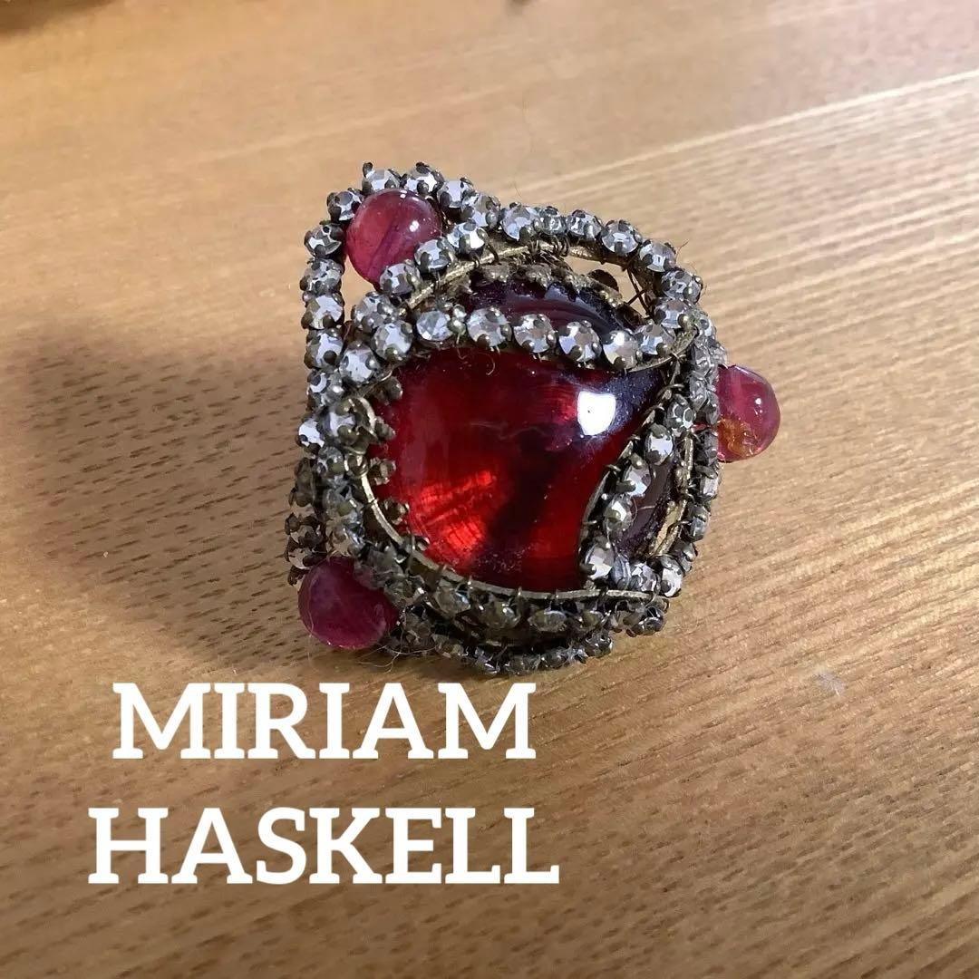 ミリアムハスケル　ブローチ　レッド　ワイン　ルビー　ラインストーン