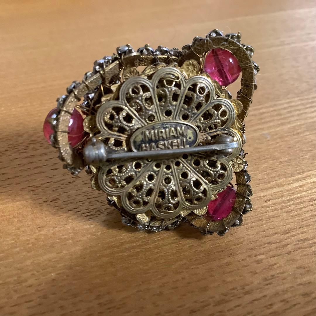 ミリアムハスケル　ブローチ　レッド　ワイン　ルビー　ラインストーン