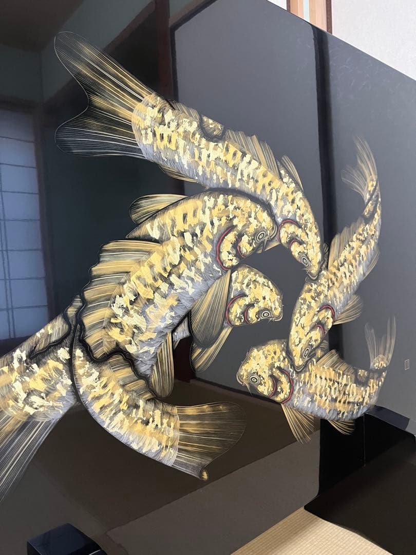 輪島塗 小西啓介作 衝立 パーテーション　鯉沈金