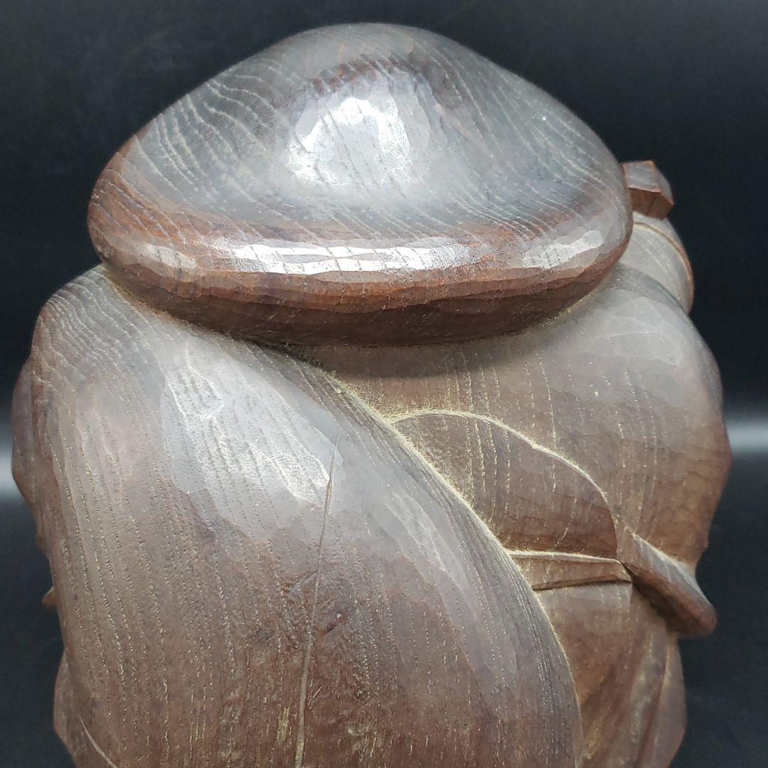 木彫り　大黒様　一刀彫　手彫り　細密　欅　置物　時代物　総重量4.8㎏　送料無料