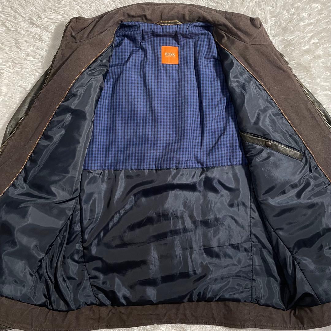 希少サイズ HUGO BOSS シングルライダースジャケット スタンドカラー