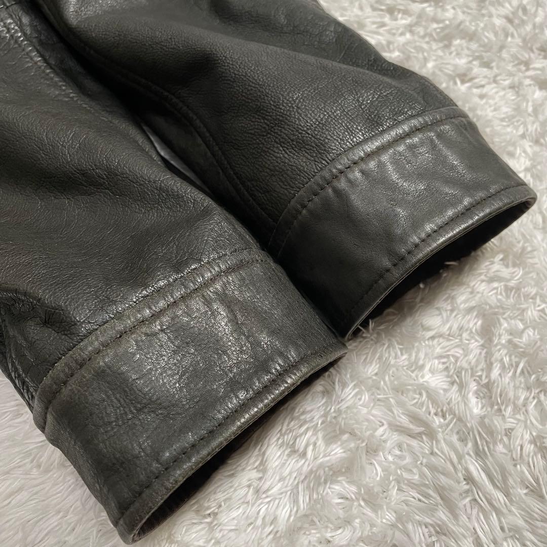 希少サイズ HUGO BOSS シングルライダースジャケット スタンドカラー