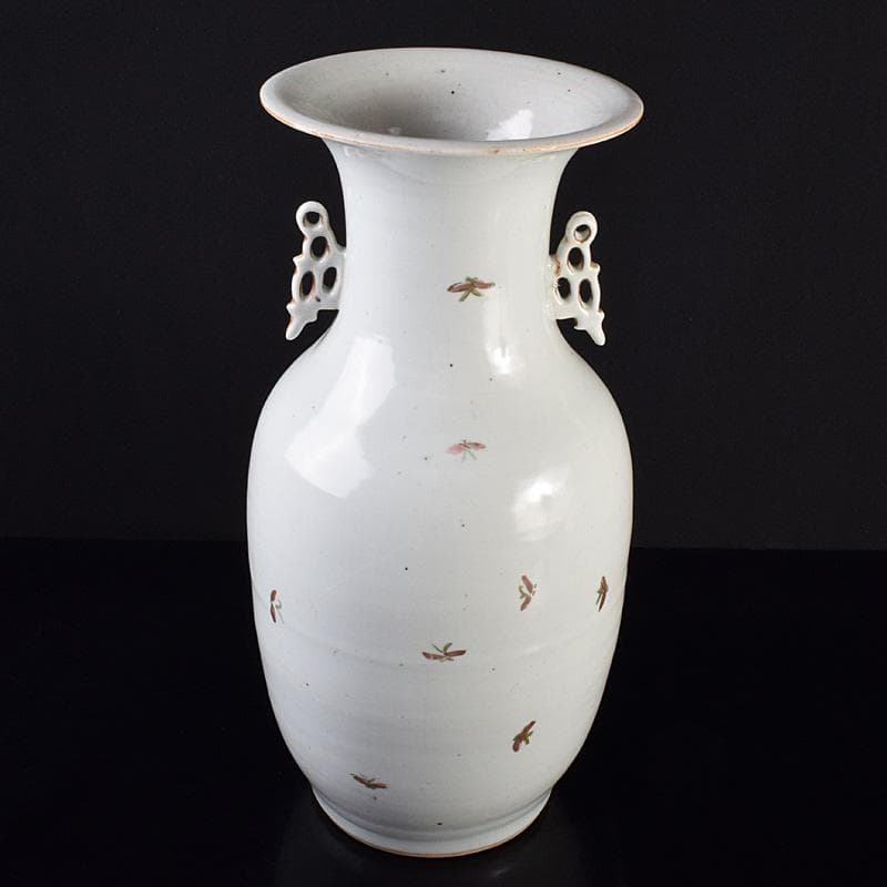 中国　粉彩花鳥文　双耳瓶　高さ約41cm　V　R7643F