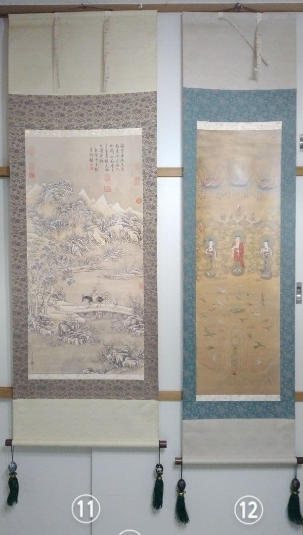 故宮博物院名品まとめて12点　精巧複製中国書画　専用桐箪笥・風鎮付き