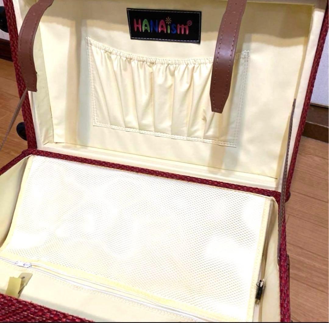 HANAism赤 可愛いトランク型キャリーケースキャリーバッグスーツケース中型M