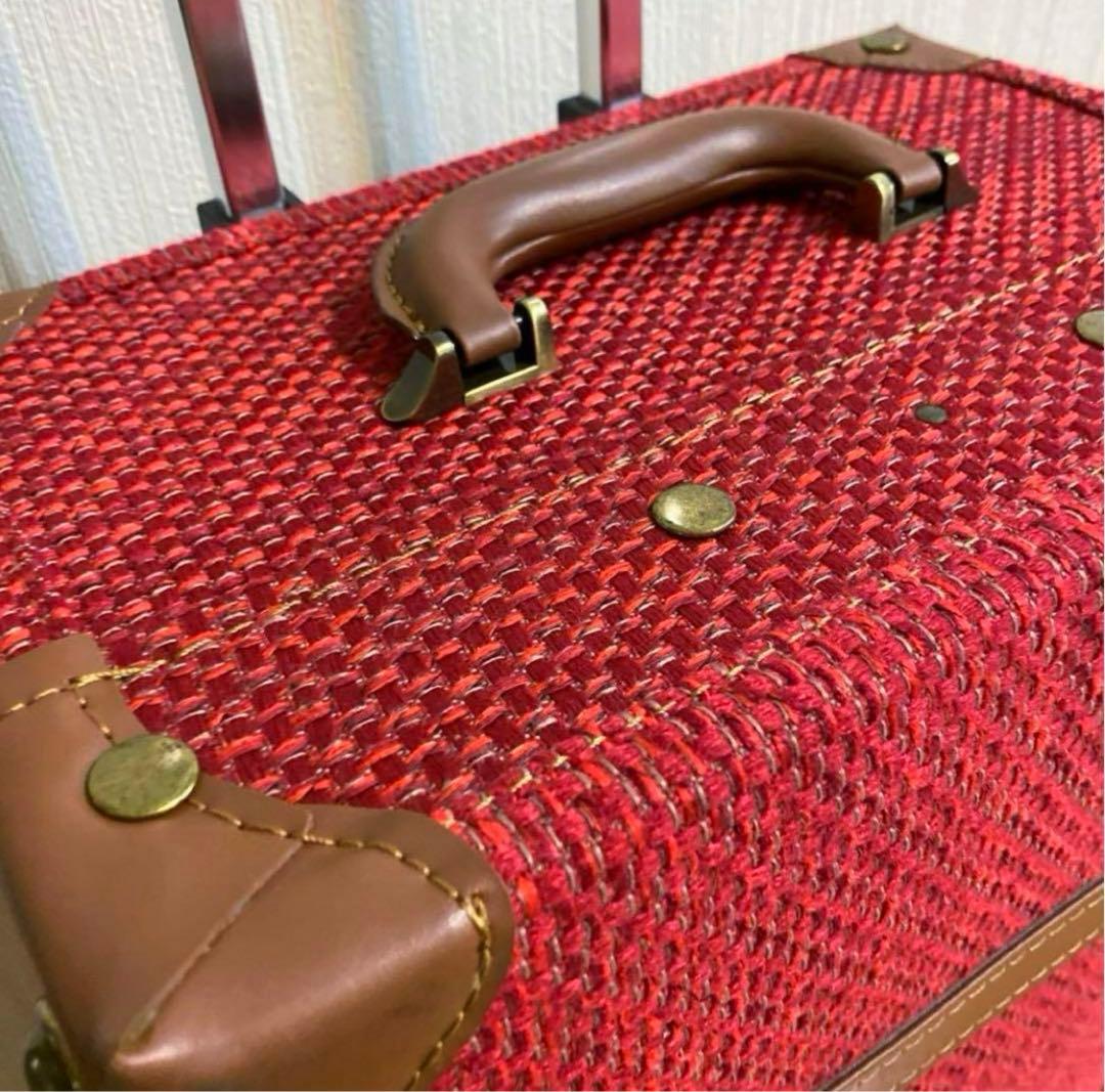 HANAism赤 可愛いトランク型キャリーケースキャリーバッグスーツケース中型M