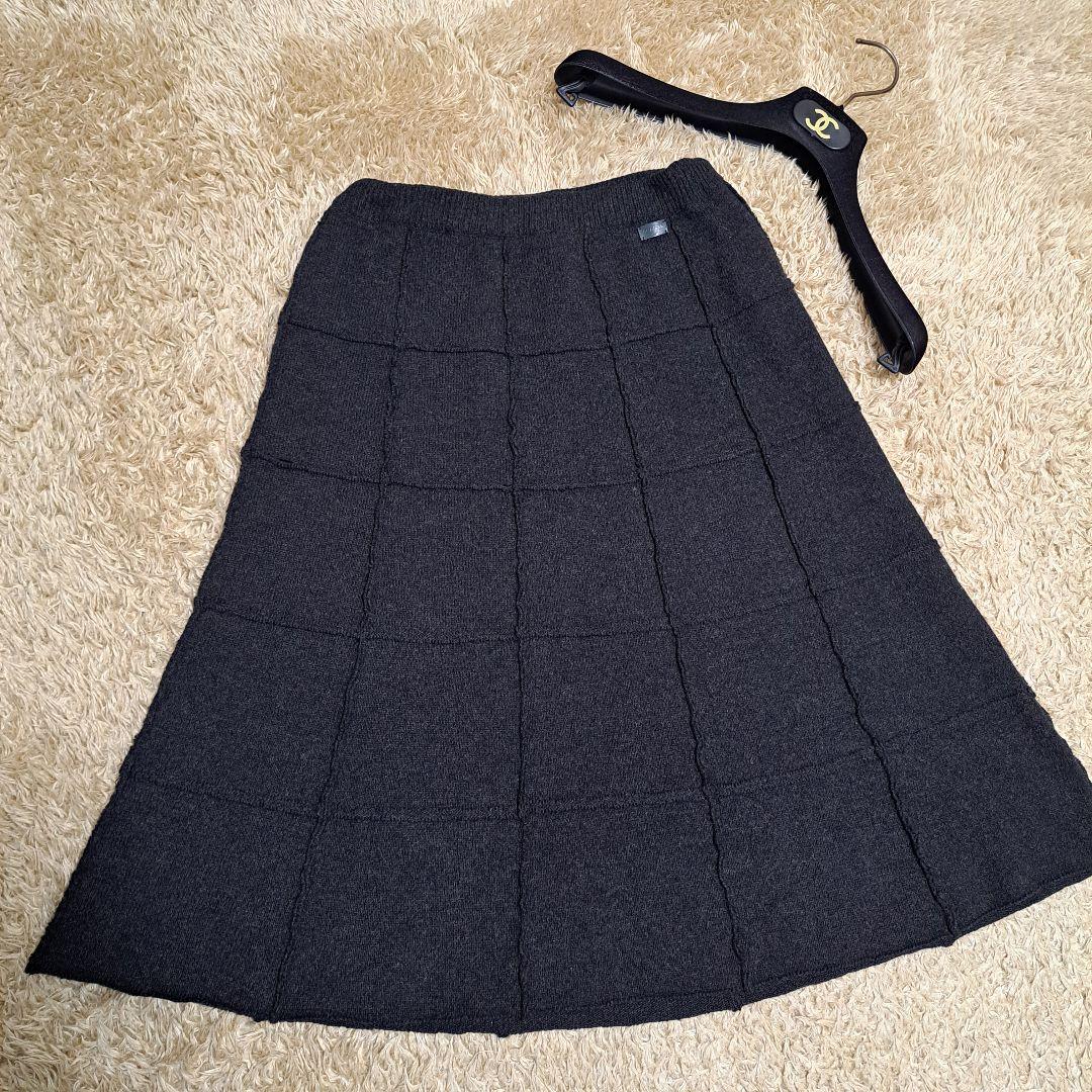 CHANEL　シャネル　スカート　格子　フレアスカート　38