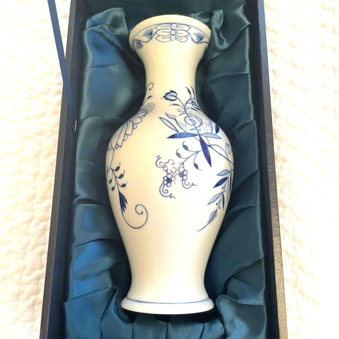 定価7万7千マイセン ブルーオニオン 陶器　花瓶　新品未使用品　箱傷有り