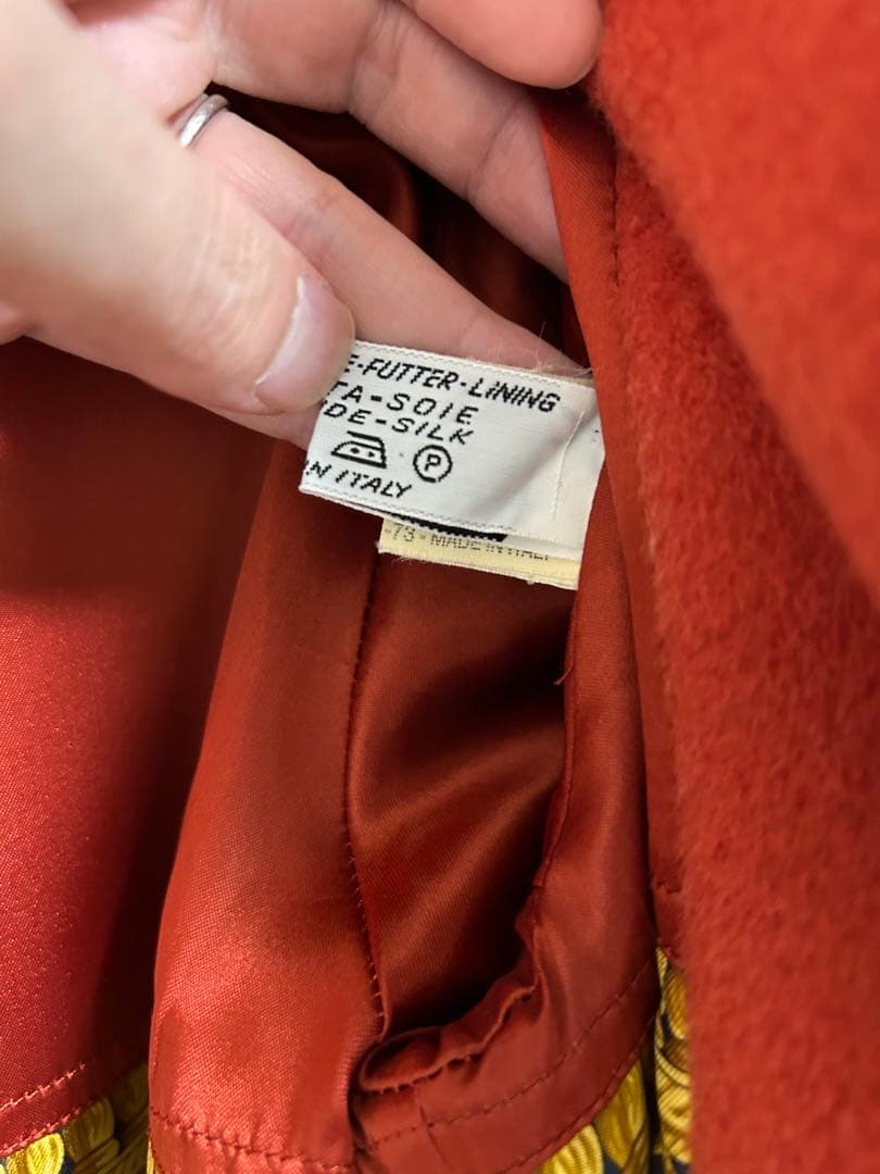 美品イタリア製HERNOヘルノベルト付き裏地プリントロングコート42 モヘアラマ