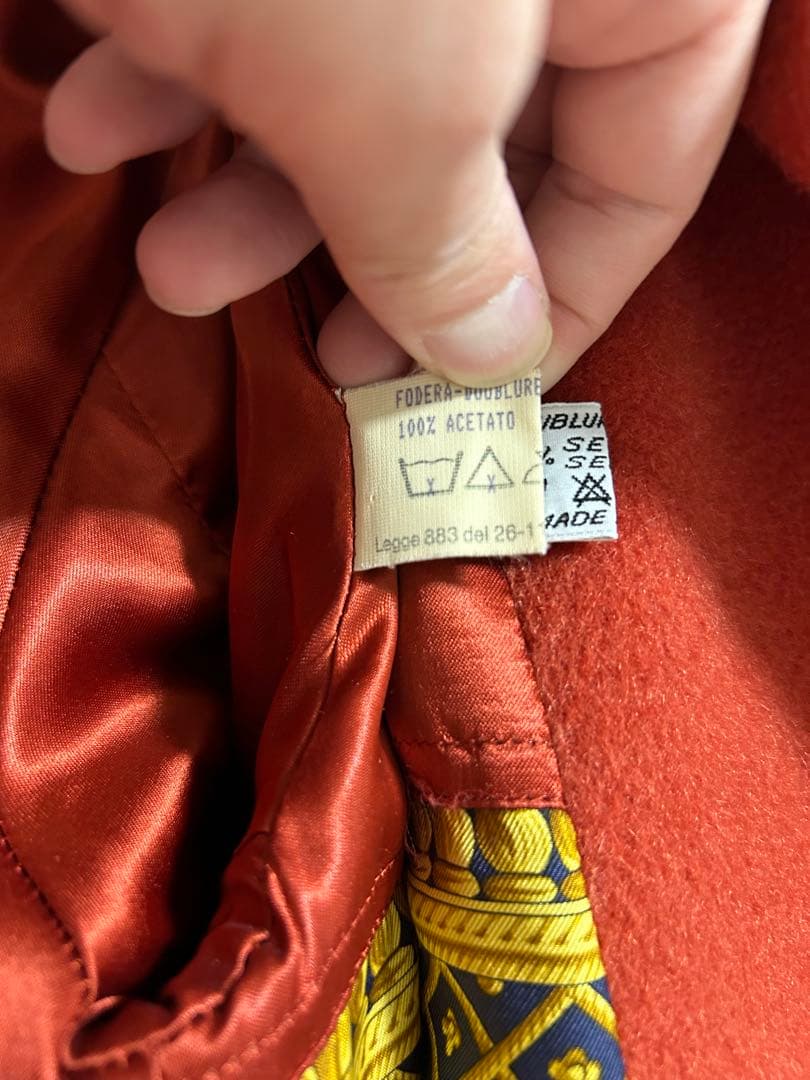 美品イタリア製HERNOヘルノベルト付き裏地プリントロングコート42 モヘアラマ