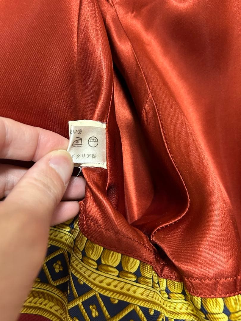 美品イタリア製HERNOヘルノベルト付き裏地プリントロングコート42 モヘアラマ