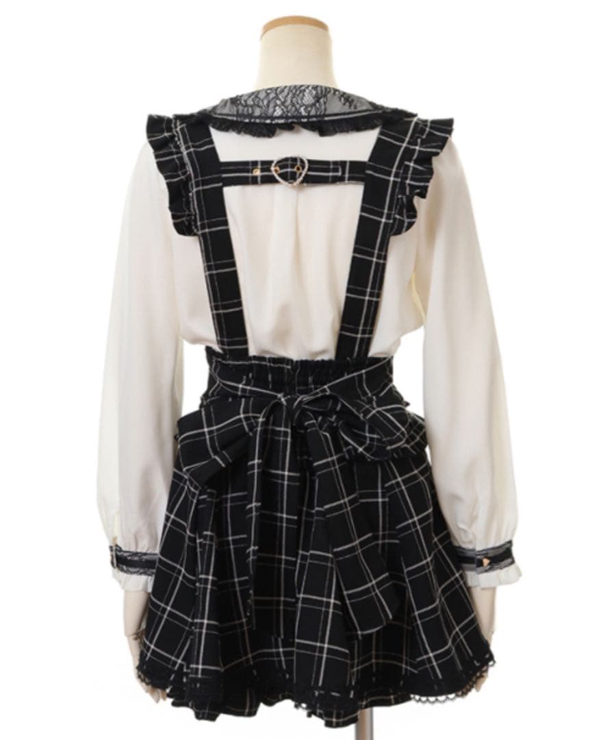 LIZLISA リズリサ　レースアップサスペンダー付スカパン　ブラックチェック
