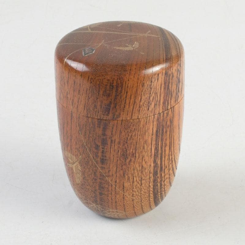 茶道具　中林星山作　稲穂に雀蒔絵　鳴子　長棗　共箱　V　9563