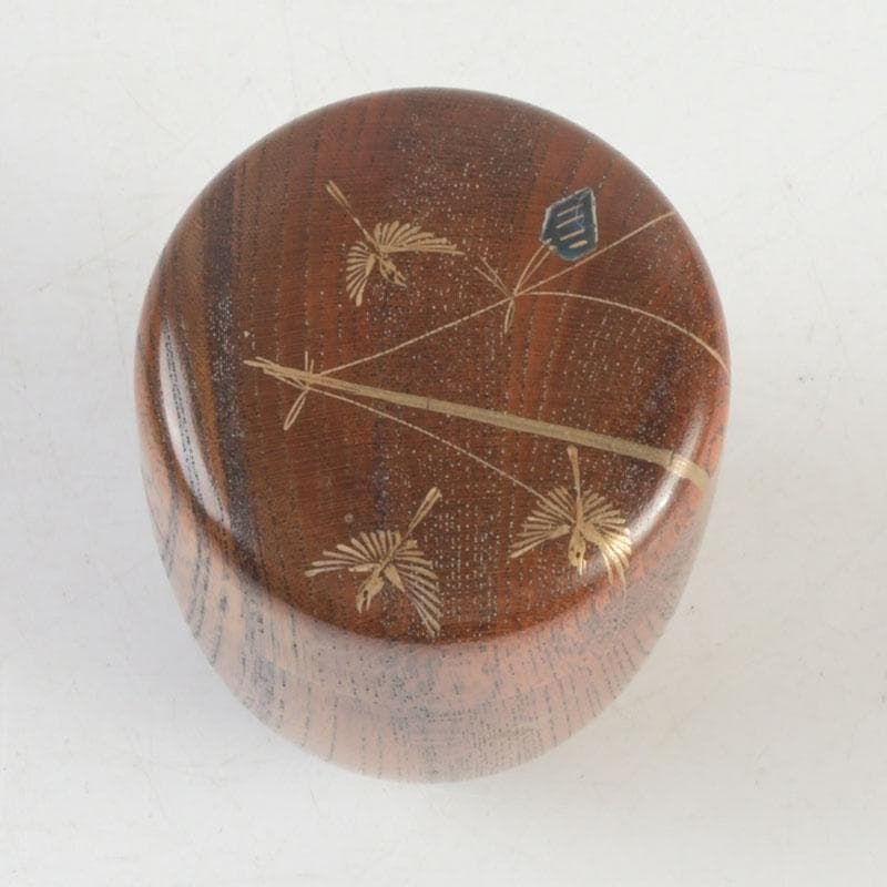 茶道具　中林星山作　稲穂に雀蒔絵　鳴子　長棗　共箱　V　9563