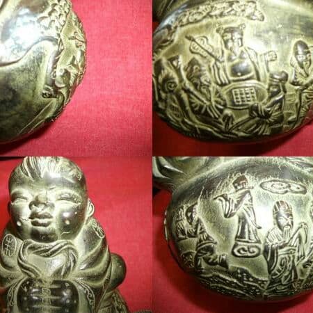 AKａ3667　大明宣徳年製 古銅 唐子置物人形