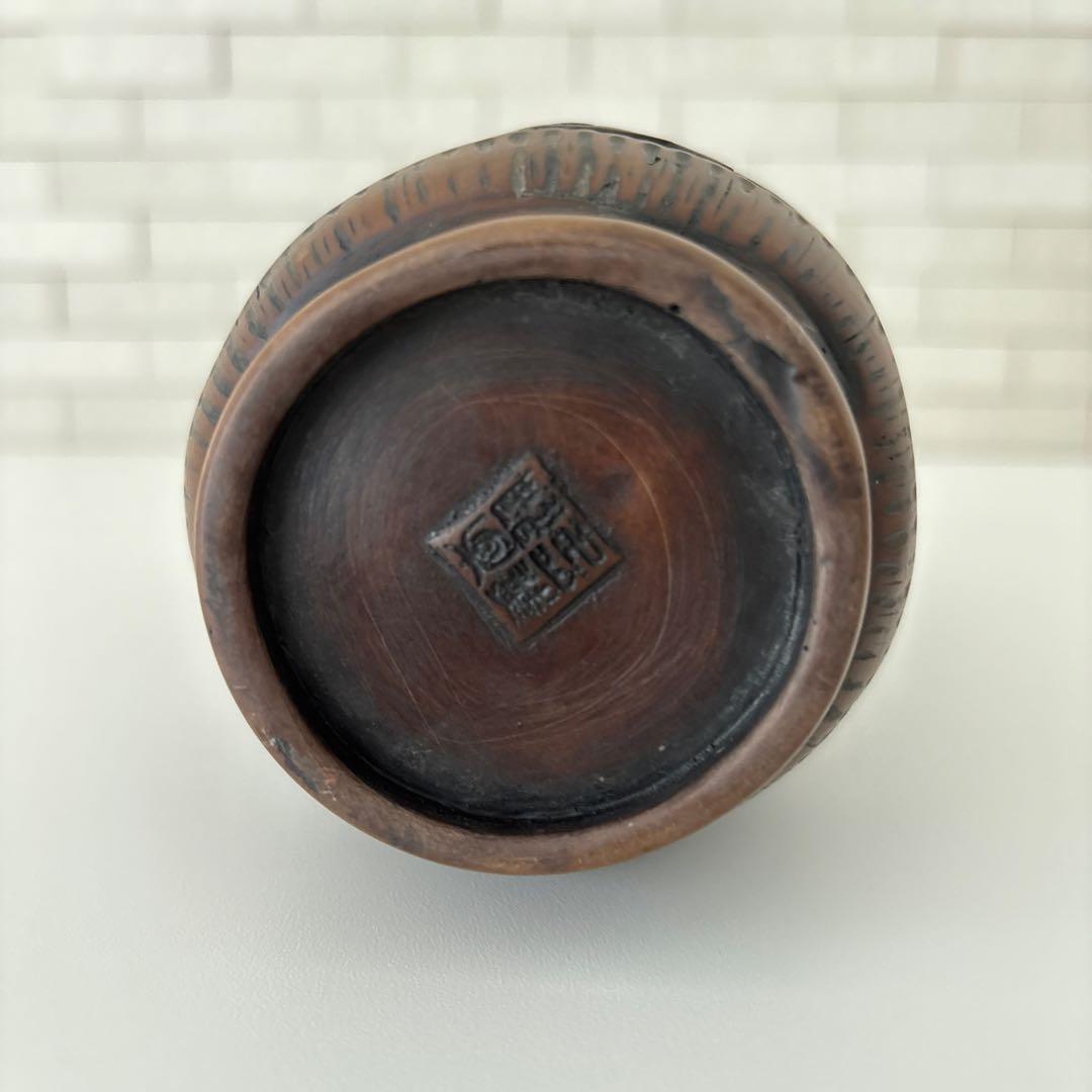 龍　花瓶　黒色花瓶　ドラゴン彫刻　一輪挿し　アンティーク　縁起物骨董品