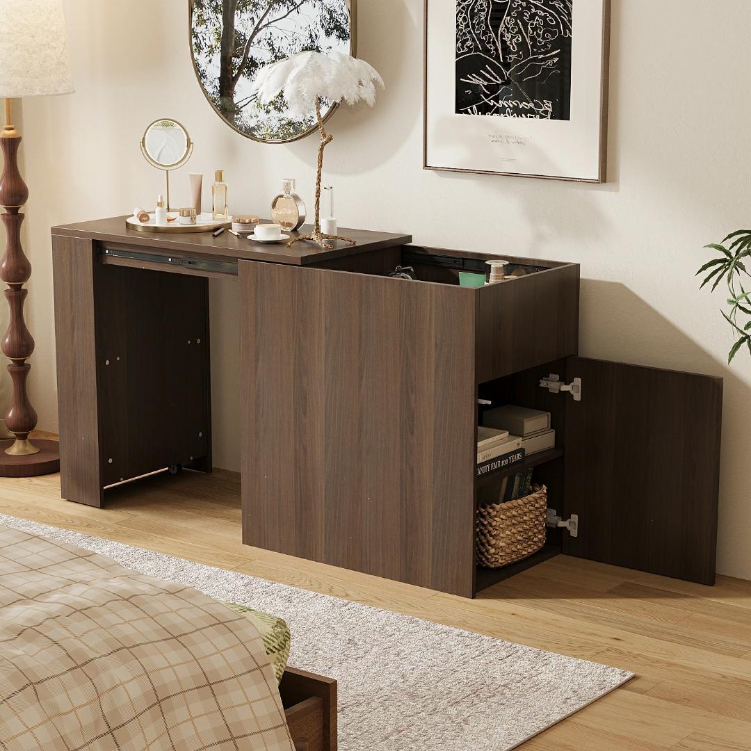 Mary 伸縮パソコンデスク 幅約85～120cm スライド式 引き出し付