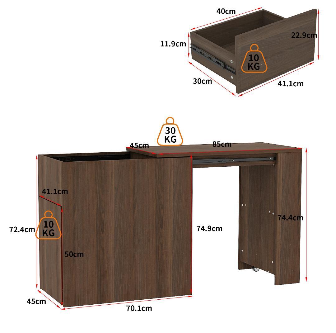 Mary 伸縮パソコンデスク 幅約85～120cm スライド式 引き出し付