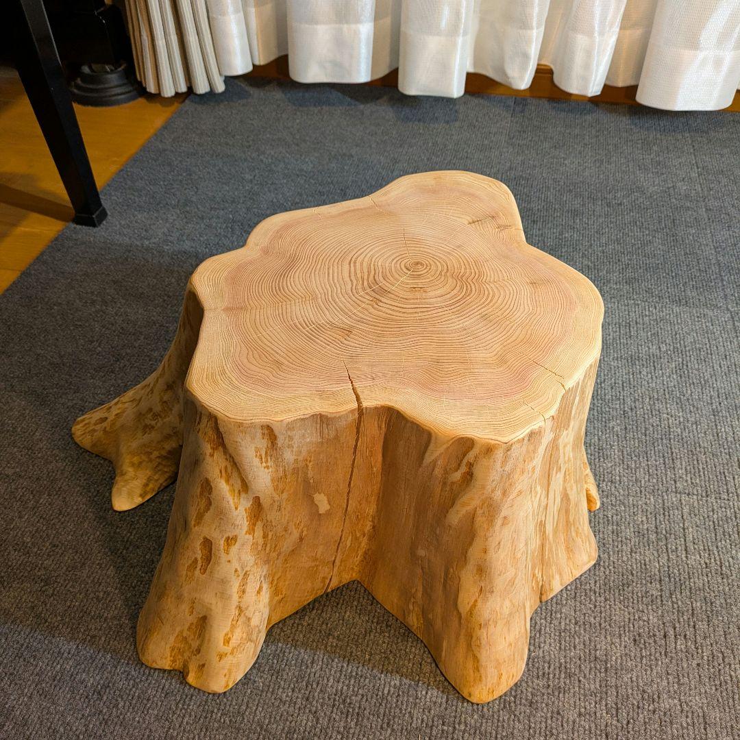 天然椹　サワラ　切り株　丸太　椅子　スツール　テーブル　高さ約23.5㎝
