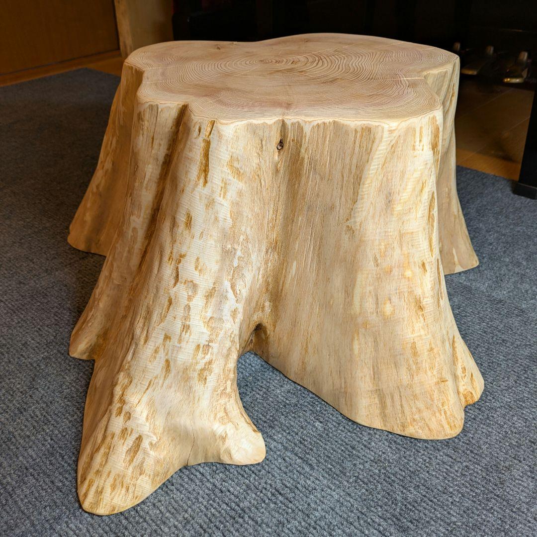 天然椹　サワラ　切り株　丸太　椅子　スツール　テーブル　高さ約23.5㎝