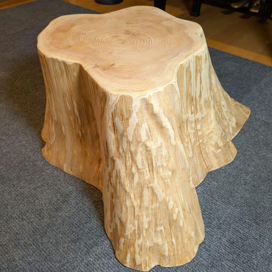 天然椹　サワラ　切り株　丸太　椅子　スツール　テーブル　高さ約23.5㎝