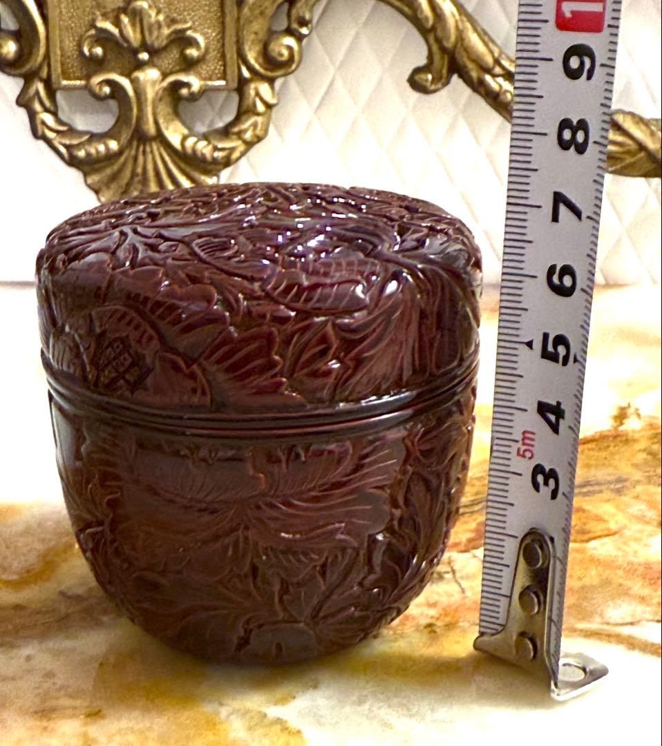 お年玉セール⭐︎美しい牡丹　村上堆朱　漆器 棗茶道具伝統工芸