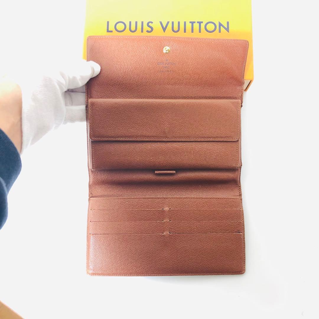 ルイヴィトン　インターナショナル　モノグラム　三つ折り財布　ブラウン