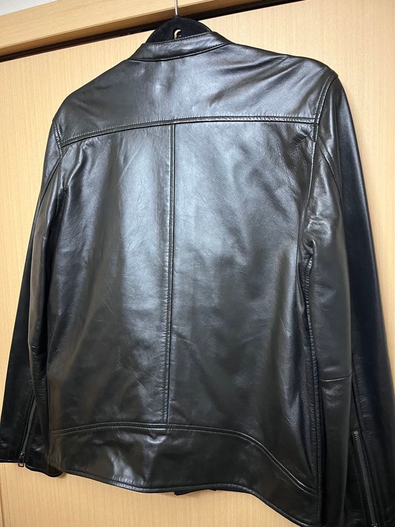 LIUGOO ブラック レザーライダースジャケット