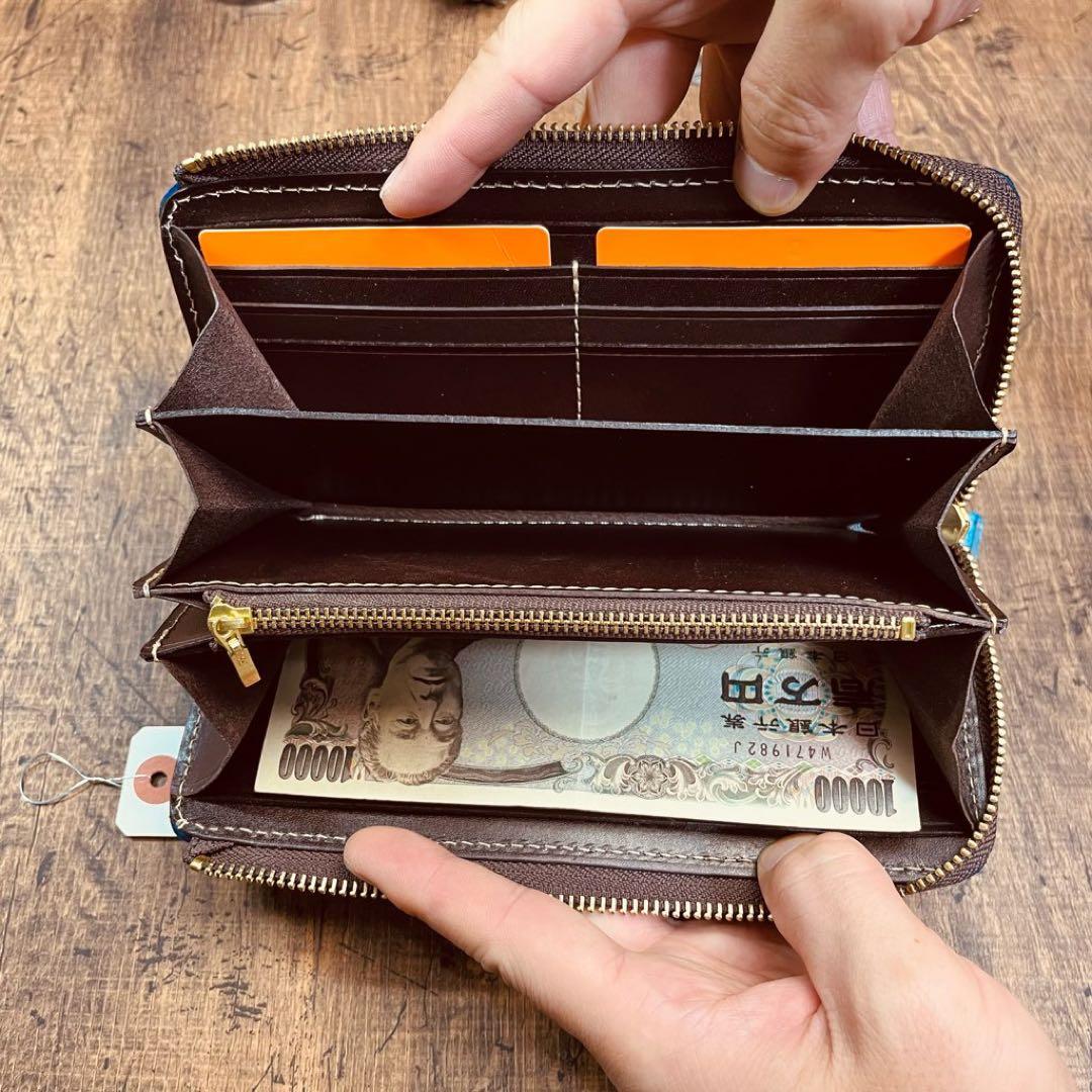 L字ラウンドジップ ブライドルレザー イントレチャート メンズ 財布 長財布