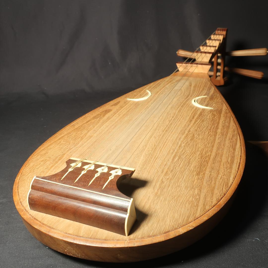 筑前琵琶 四弦五柱 半月細工 撥付き 和楽器