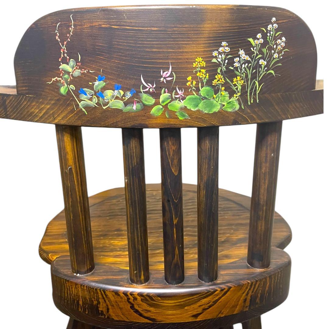 Creema りんりんばち　背付き　高級　手作り　回転　椅子　チェア　木製