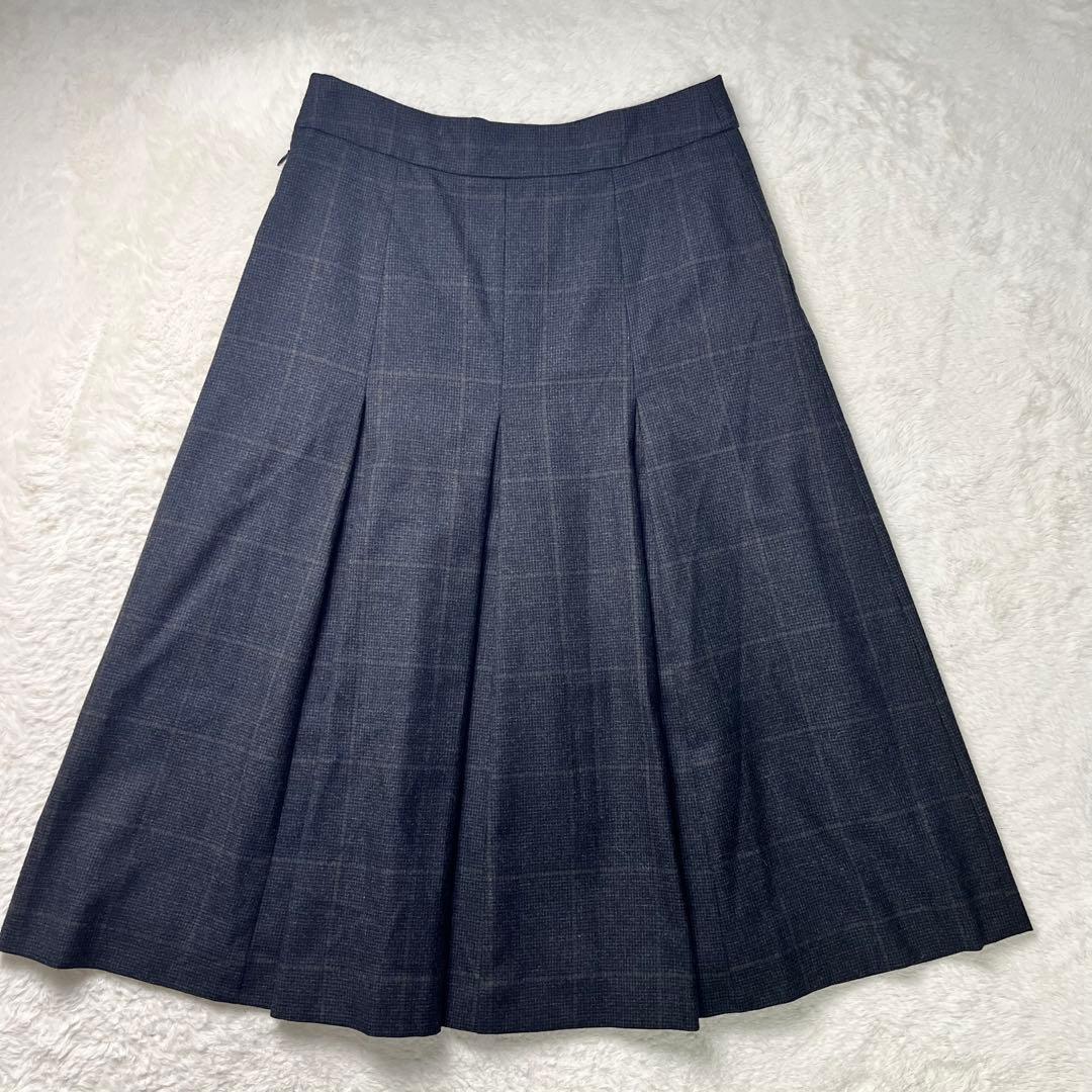 マーガレットハウエル　ウールプリーツスカート　チェック　L