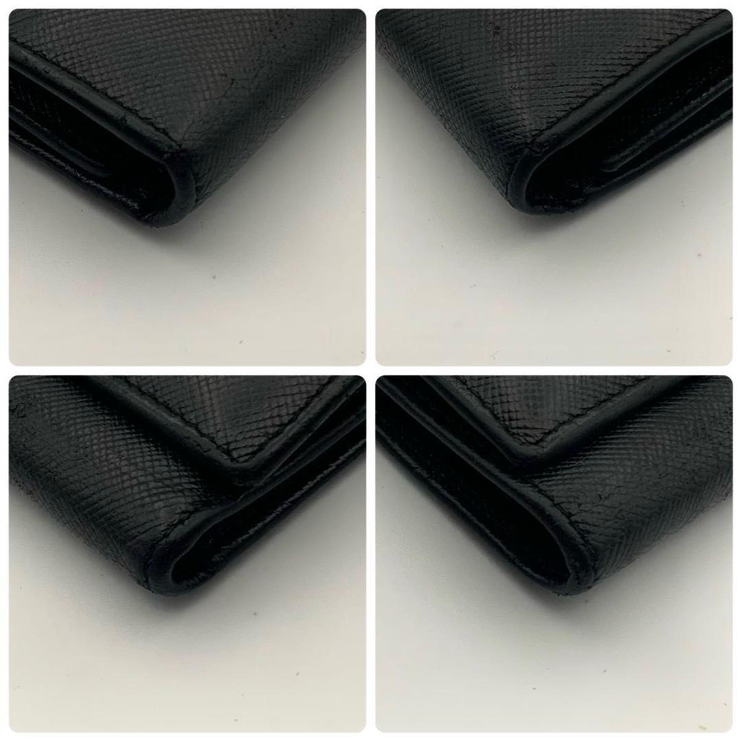 鑑定済み プラダ 財布 三つ折り サフィアーノ 三角プレート コンパクト 黒