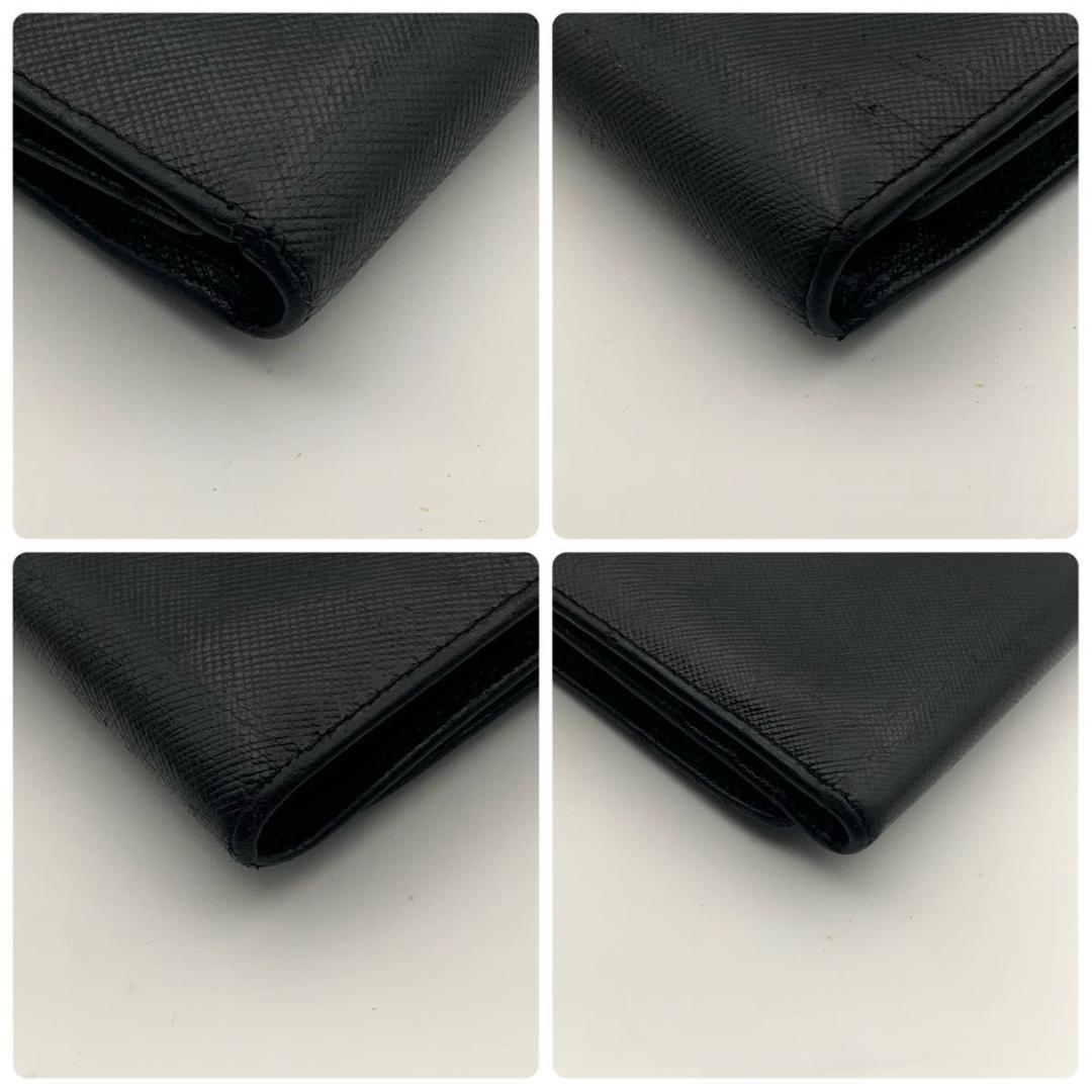 鑑定済み プラダ 財布 三つ折り サフィアーノ 三角プレート コンパクト 黒