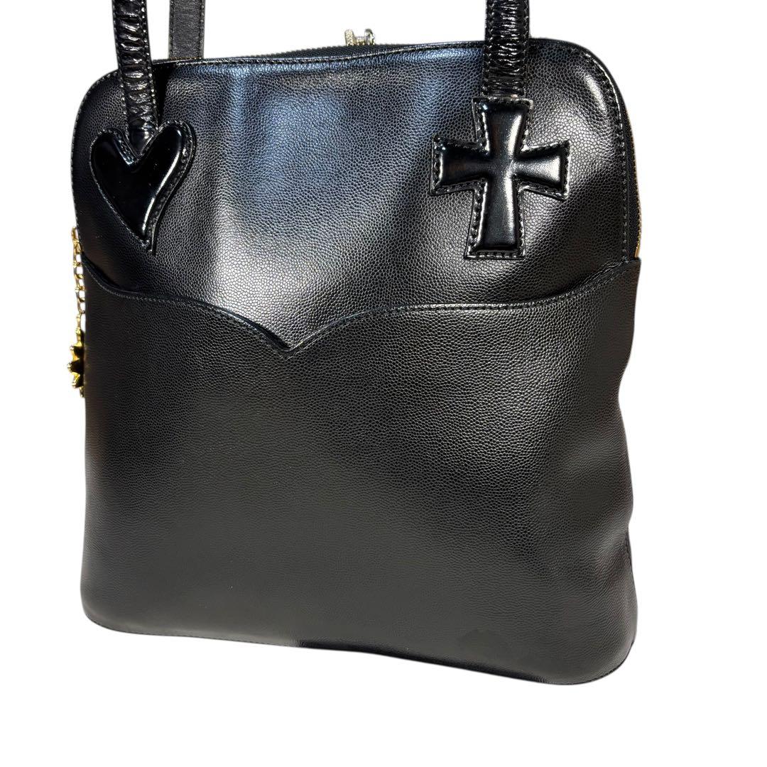美品　希少　クリスチャンラクロワ　❤︎ハート&➕クロス　シボ革　ショルダーバッグ