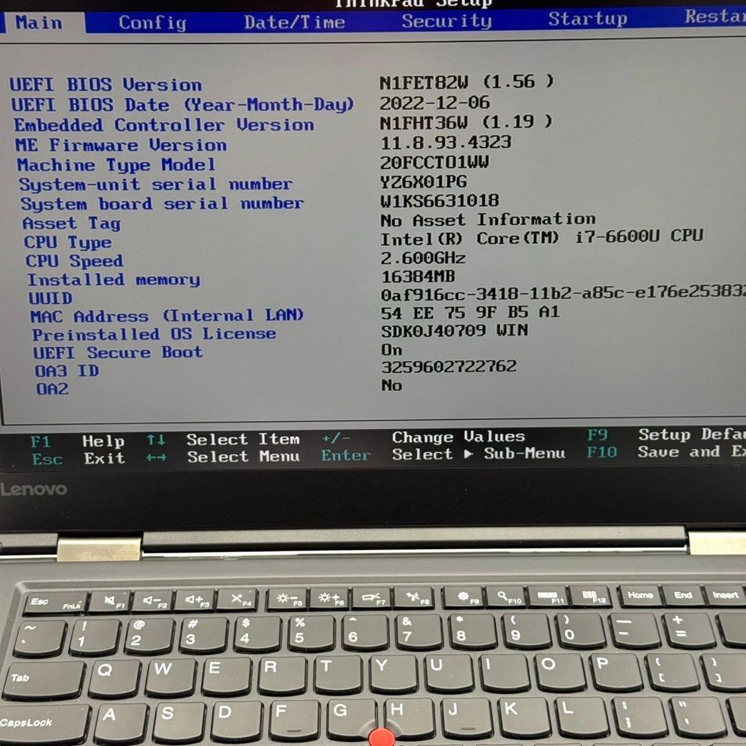 ノートパソコン ThinkPad CORE i7 メモリ16GB ストレージ無し