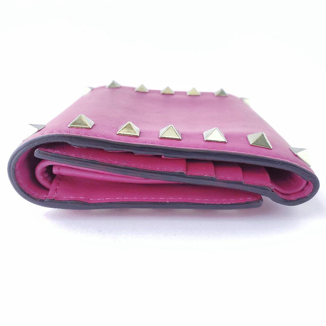 VALENTINO GARAVANI　3つ折り財布　ロックスタッズ　ピンク