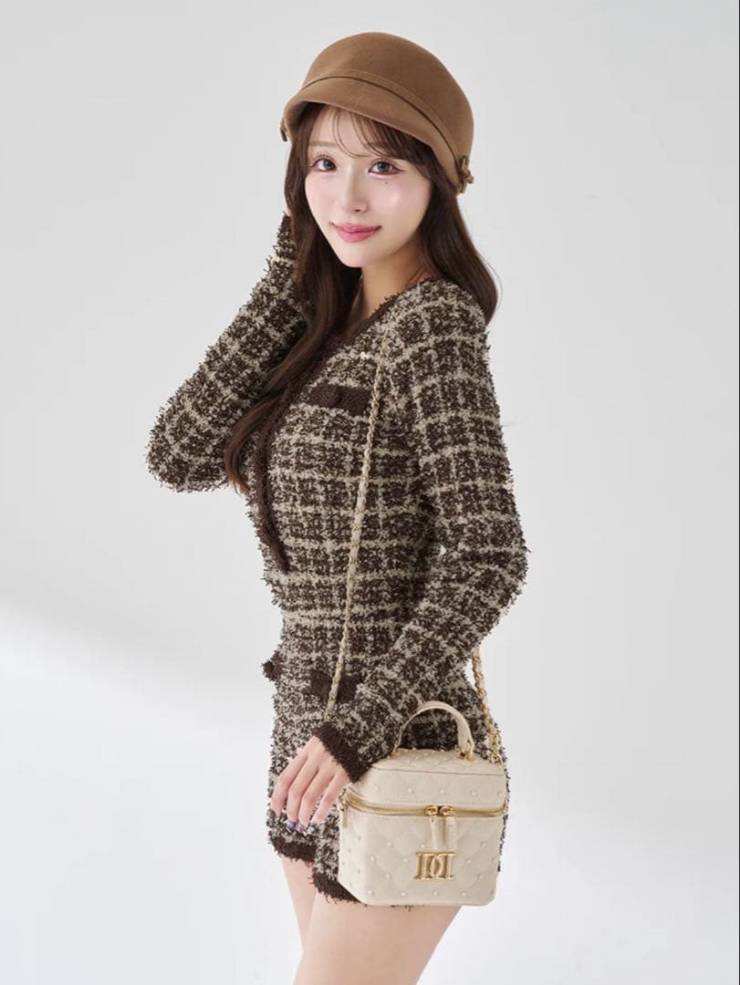 Darich 【ゴールドパーツ】キルティングパールスクエアミニバッグ　IVO