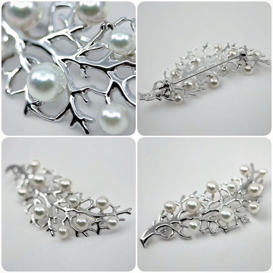 【未使用】ミキモト　ブローチ　コサージュ　アコヤ　パール　本真珠　リーフ