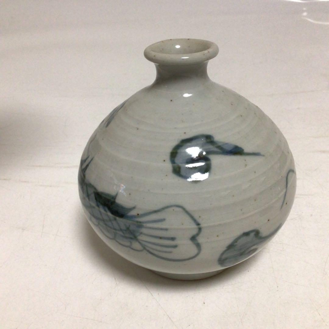 古伊万里　染付油壺（あぶらつぼ）　龍　青魚模様の陶器小瓶