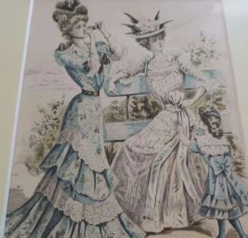 19世紀ファッション版画 トリコロールフレーム付き