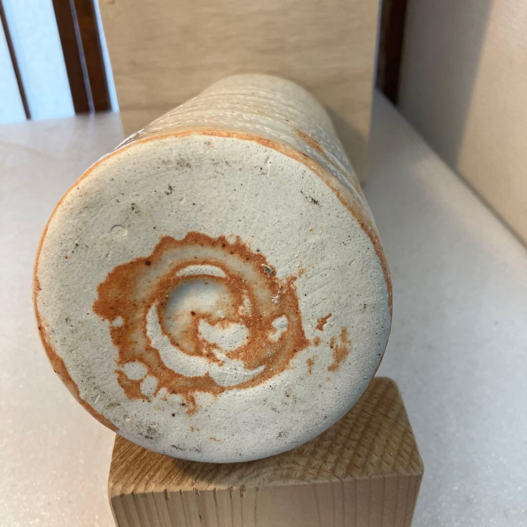 骨董　華道道具　花入　志野焼　筒花入　N737SH