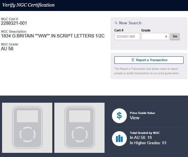 1834年 イギリス ハーフクラウン銀貨 WW Script NGC AU58
