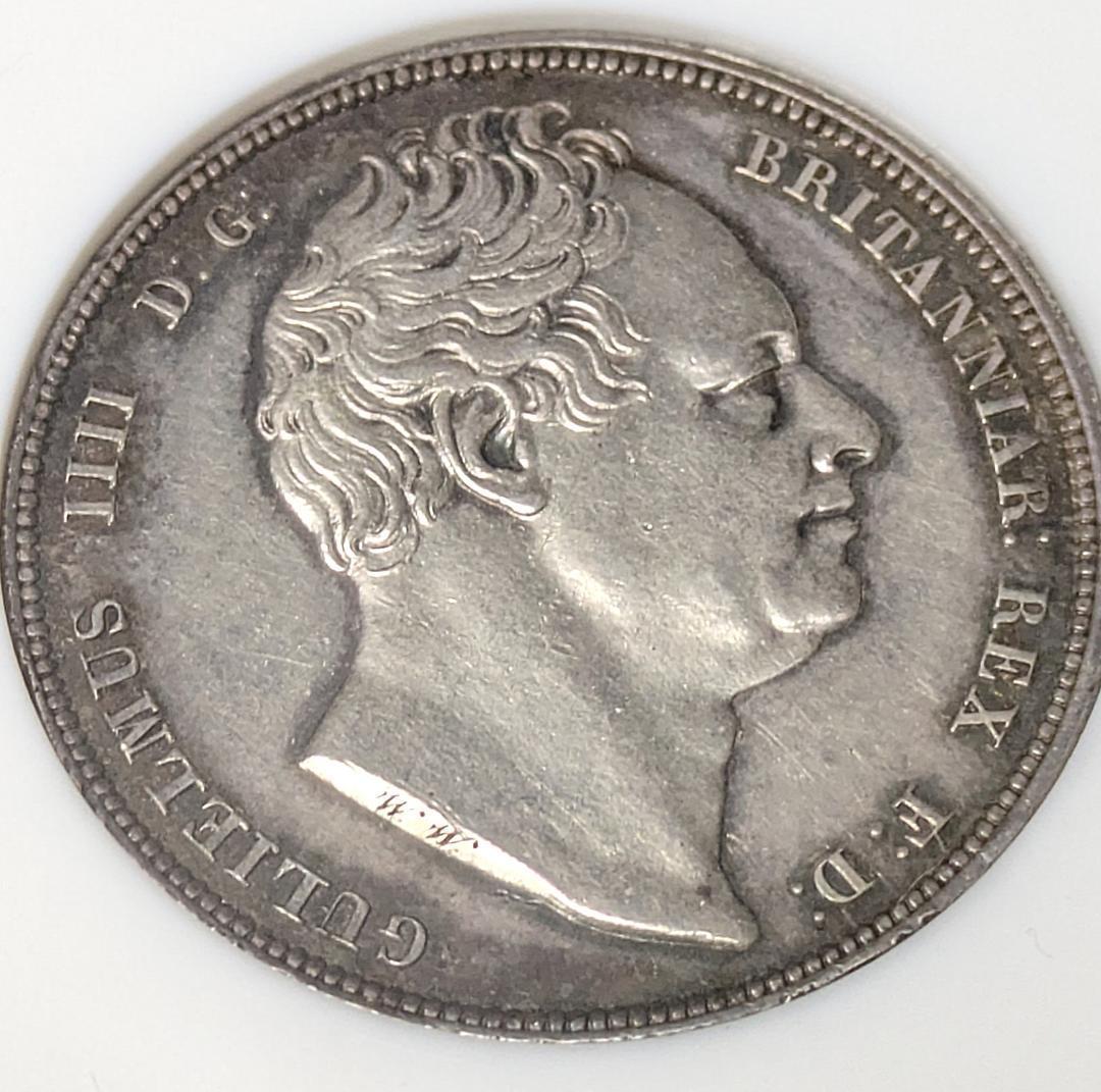 1834年 イギリス ハーフクラウン銀貨 WW Script NGC AU58