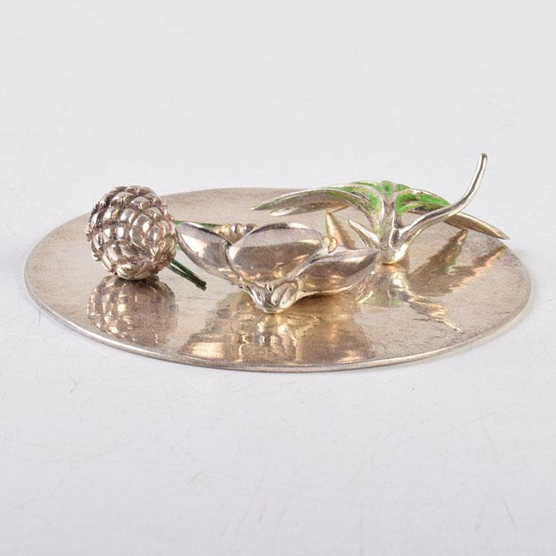 銀製　山本嘉夫（三代　平安梅都）造　松竹梅　置物　共箱　V　R9066